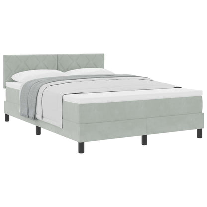 Letto a molle con materasso Grigio chiaro 140 x 190 cm Velluto