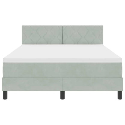 Letto a molle con materasso Grigio chiaro 140 x 190 cm Velluto