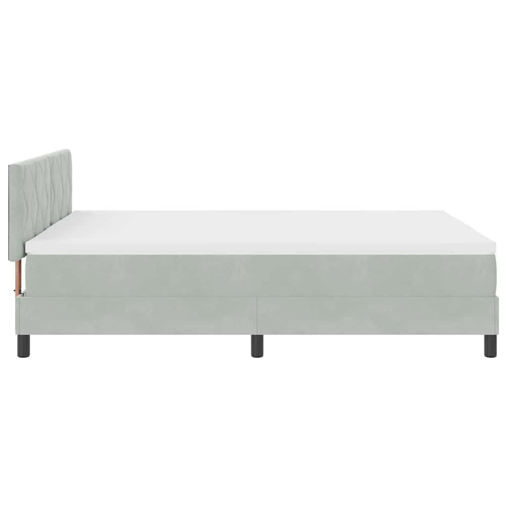 Letto a molle con materasso Grigio chiaro 140 x 190 cm Velluto