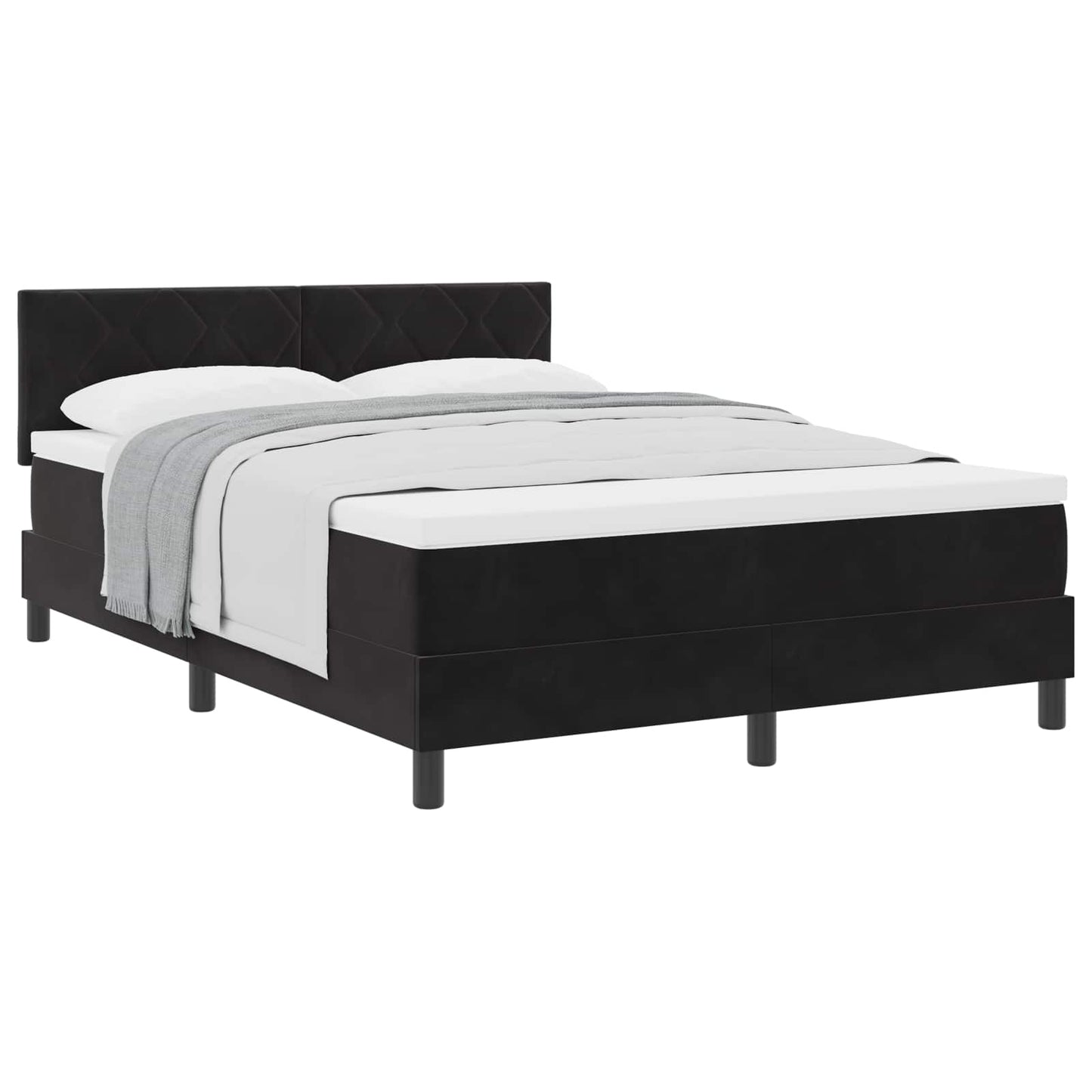 Letto a molle con testiera Nero 140 x 190 cm Velluto | homemem39