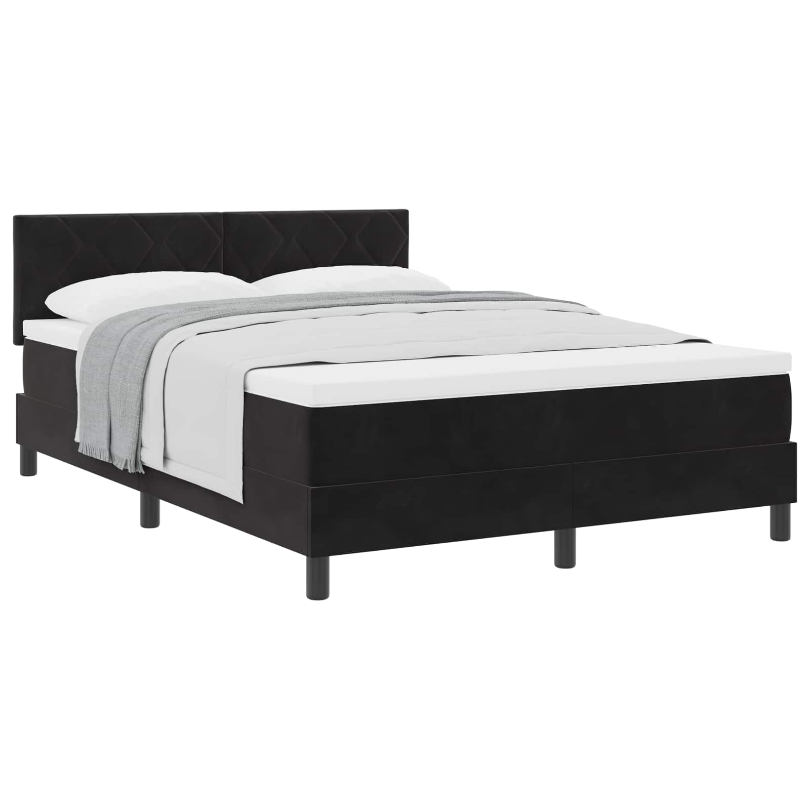 Letto a molle con testiera Nero 140 x 190 cm Velluto | homemem39