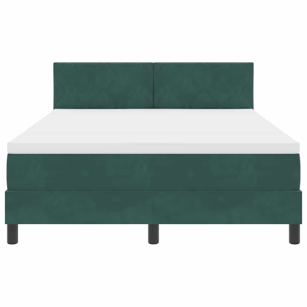 Letto a molle con testiera Verde Scuro 140 x 190 cm Velluto | homemem39
