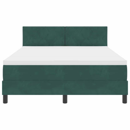 Letto a molle con testiera Verde Scuro 140 x 190 cm Velluto | homemem39
