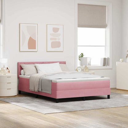 Letto a molle con testiera Rosa 140 x 190 cm Velluto | homemem39