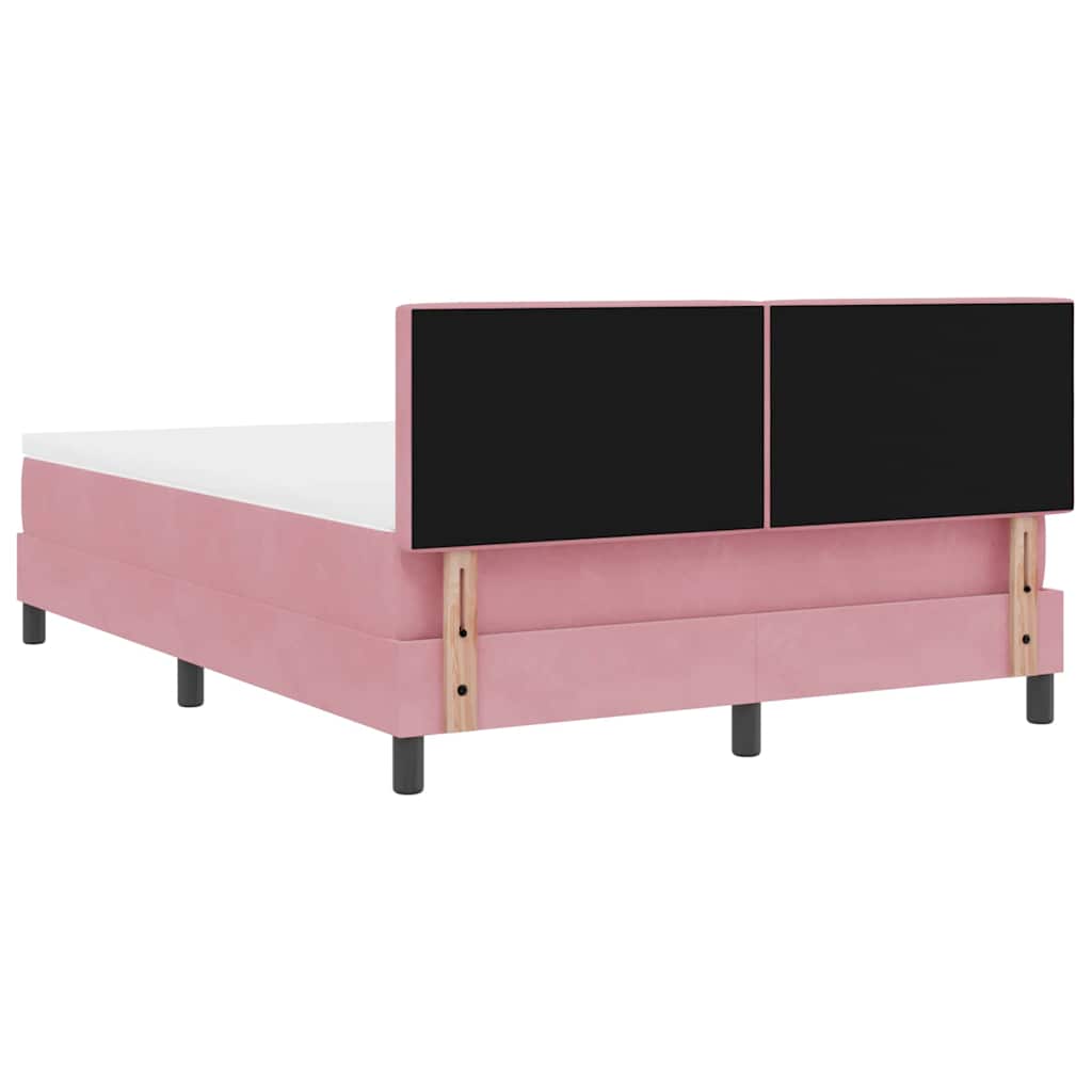 Letto a molle con testiera Rosa 140 x 190 cm Velluto | homemem39
