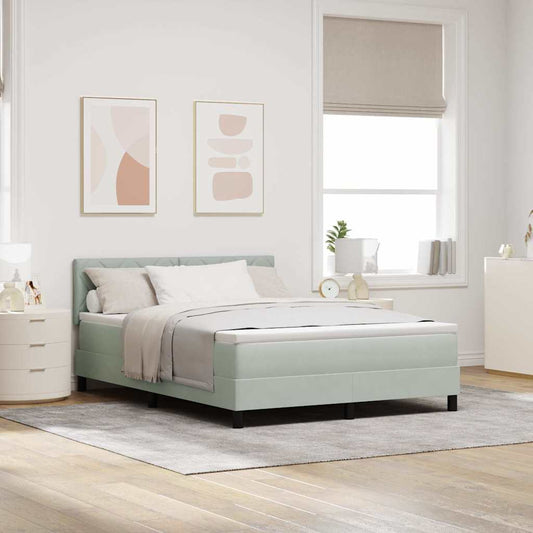 Letto a molle con testiera Grigio chiaro 140 x 200 cm Velluto | homemem39