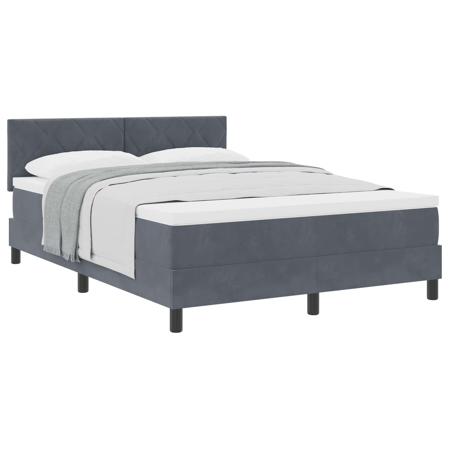 Letto a molle con testiera Grigio scuro 160 x 200 cm Velluto