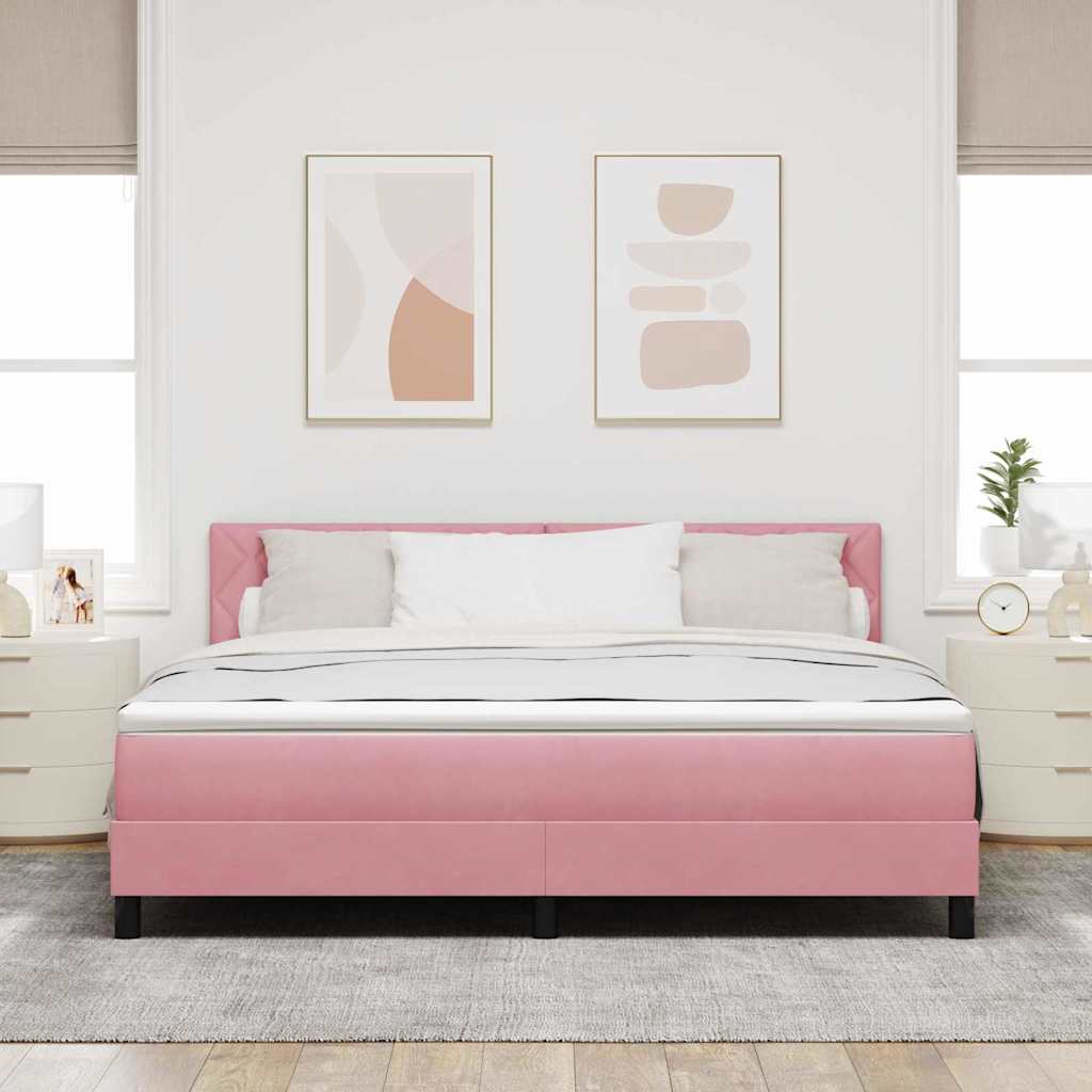 Letto a molle con testiera Rosa 180 x 200 cm Velluto | homemem39