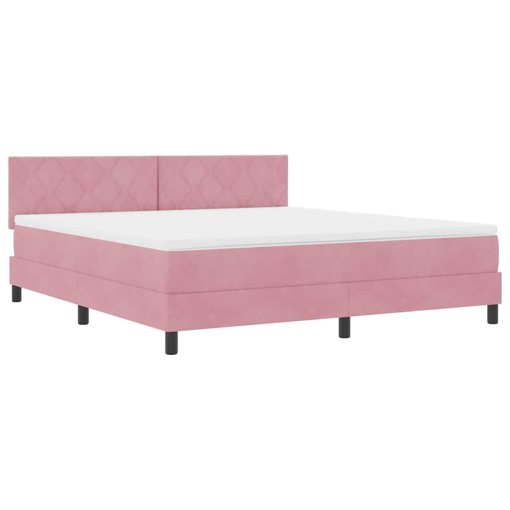 Letto a molle con testiera Rosa 180 x 200 cm Velluto | homemem39