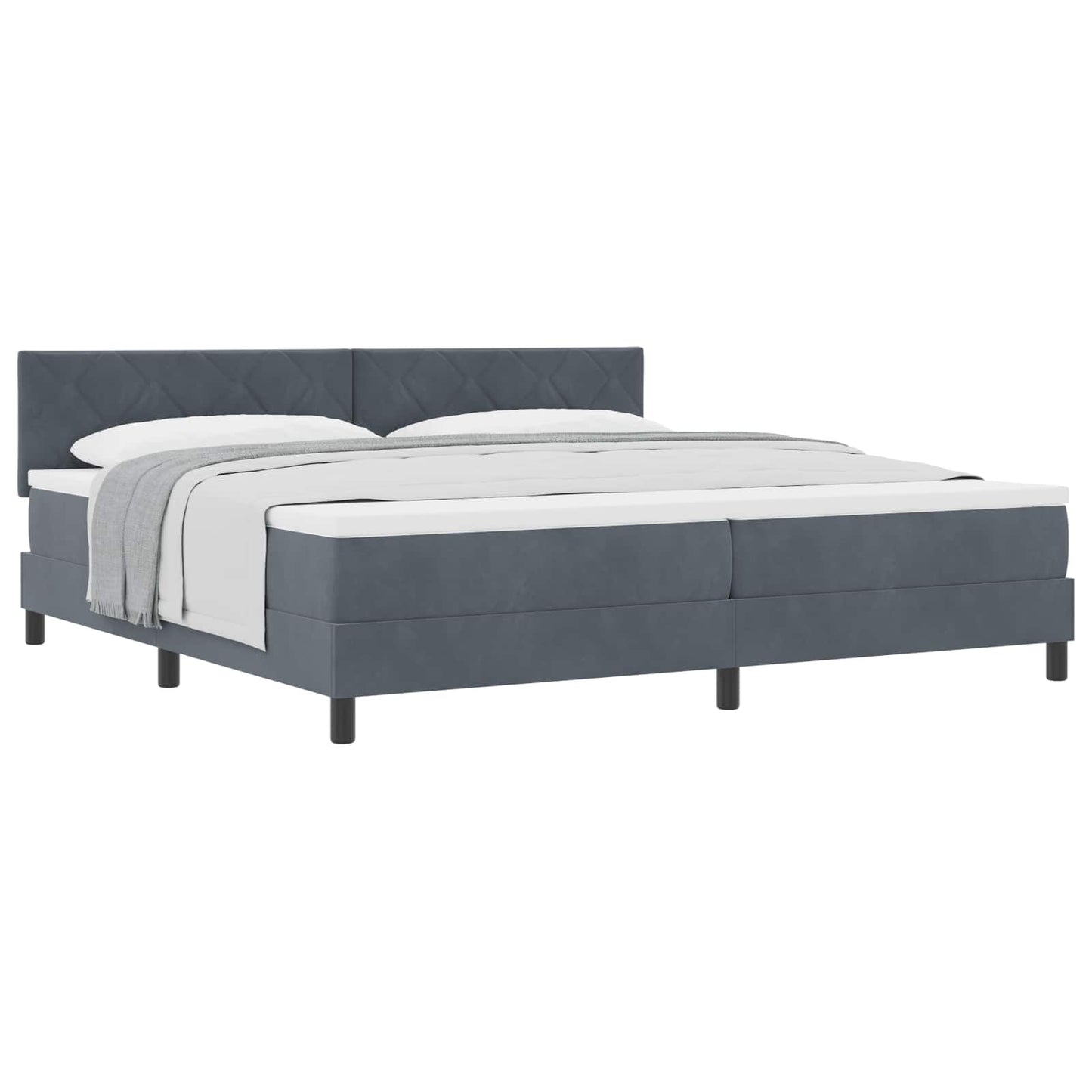 Letto a molle con materasso Grigio scuro 200 x 200 cm Velluto