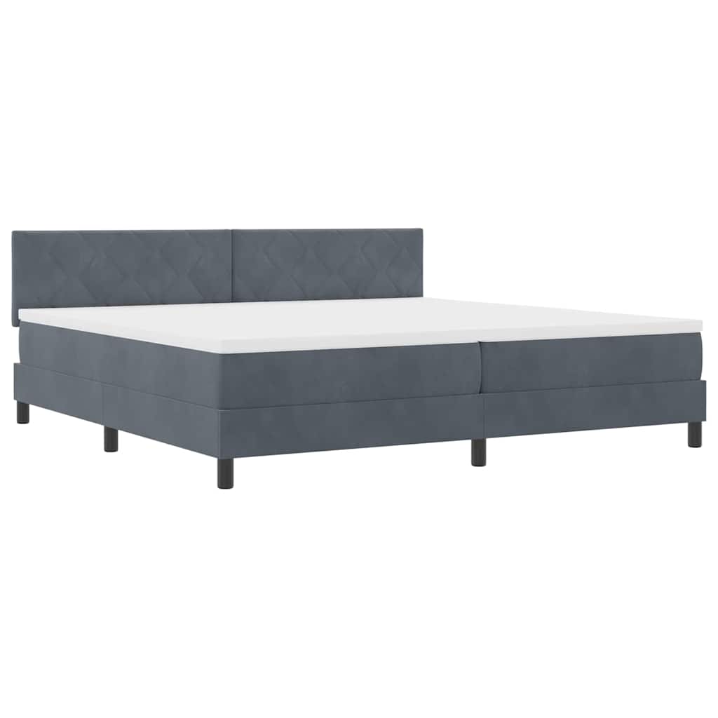 Letto a molle con materasso Grigio scuro 200 x 200 cm Velluto