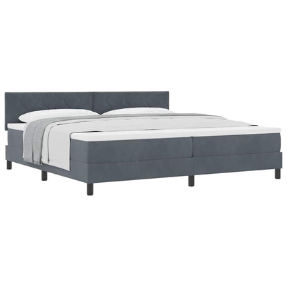 Letto a Molle con Materasso Grigio scuro 200 x 200 cm Tessuto