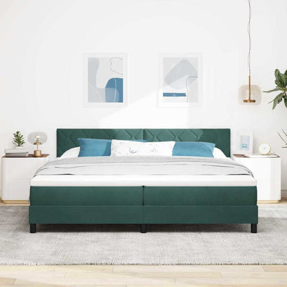 Letto a Molle con Materasso Verde scuro 200 x 200 cm Tessuto