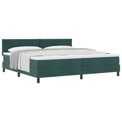 Letto a molle con materasso Verde Scuro 200 x 200 cm Velluto