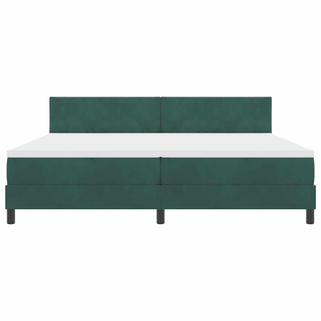 Letto a molle con materasso Verde Scuro 200 x 200 cm Velluto