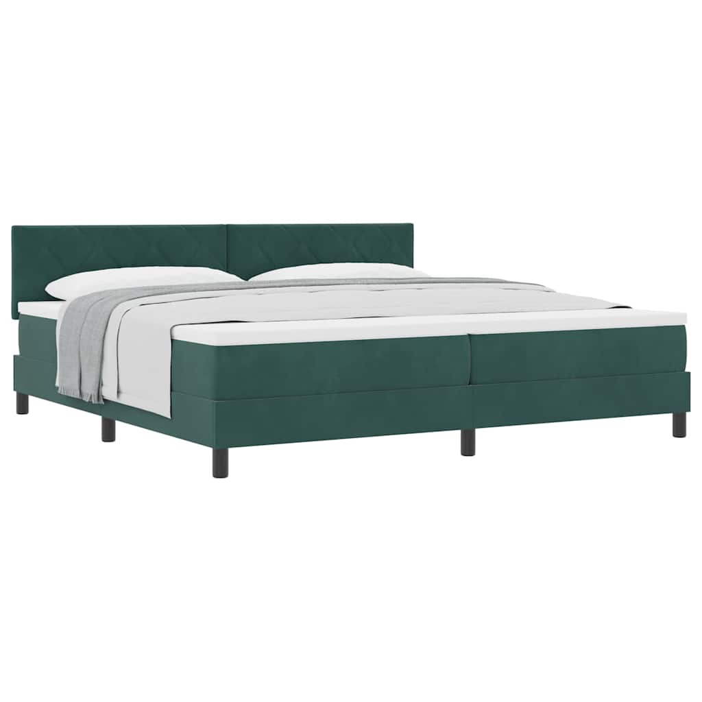 Letto a Molle con Materasso Verde scuro 200 x 200 cm Tessuto