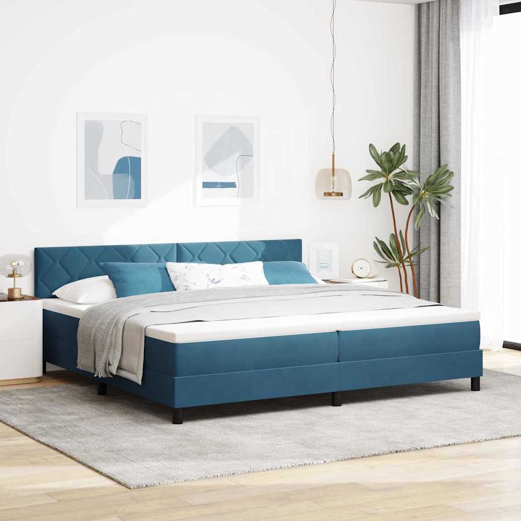 Letto a molle con testiera Blu Scuro 200 x 200 cm Velluto | homemem39
