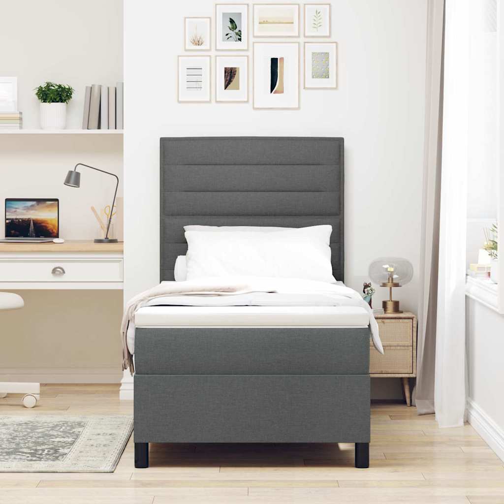 Letto a molle con materasso Grigio scuro 80 x 200 cm Tessuto | homemem39