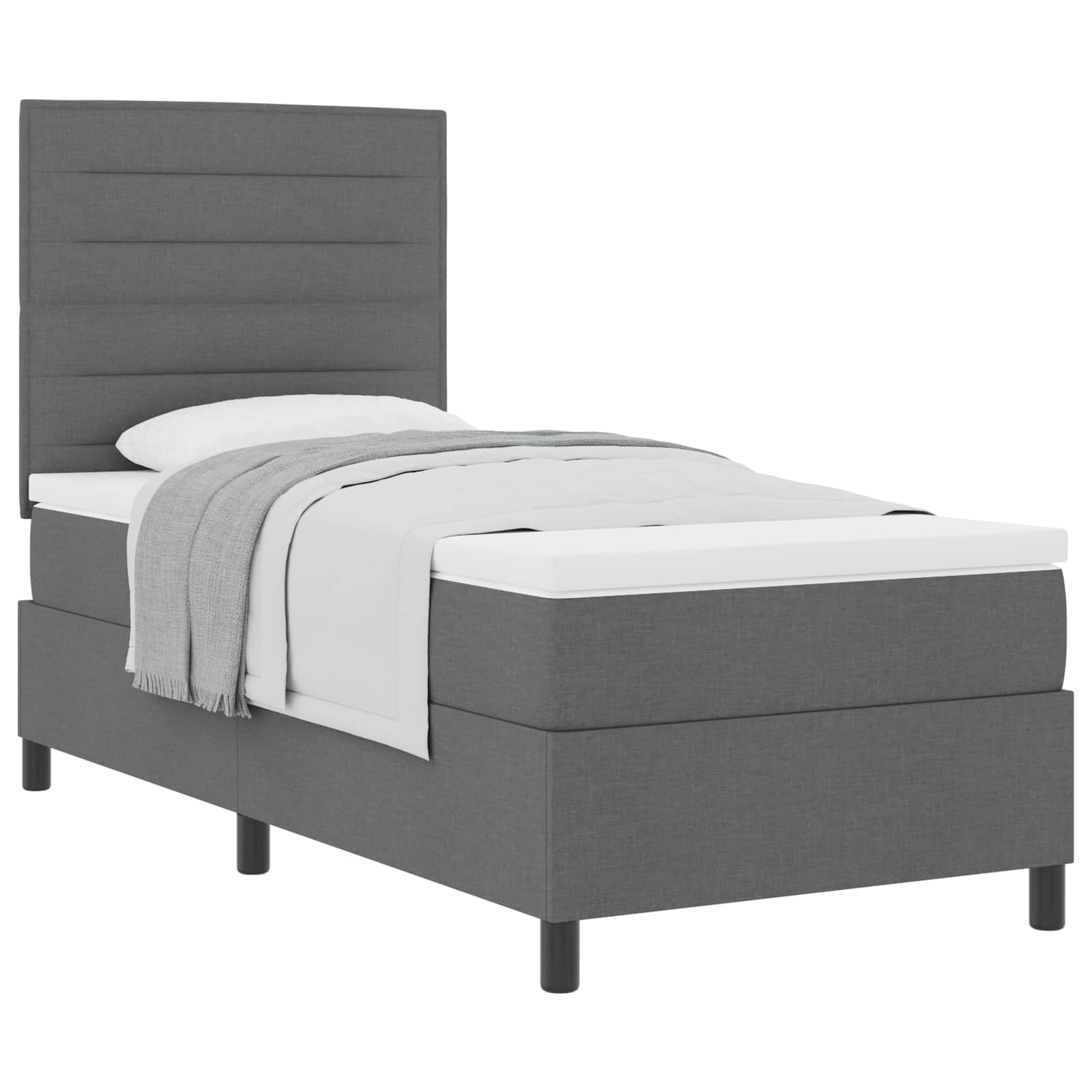 Letto a molle con materasso Grigio scuro 80 x 200 cm Tessuto | homemem39