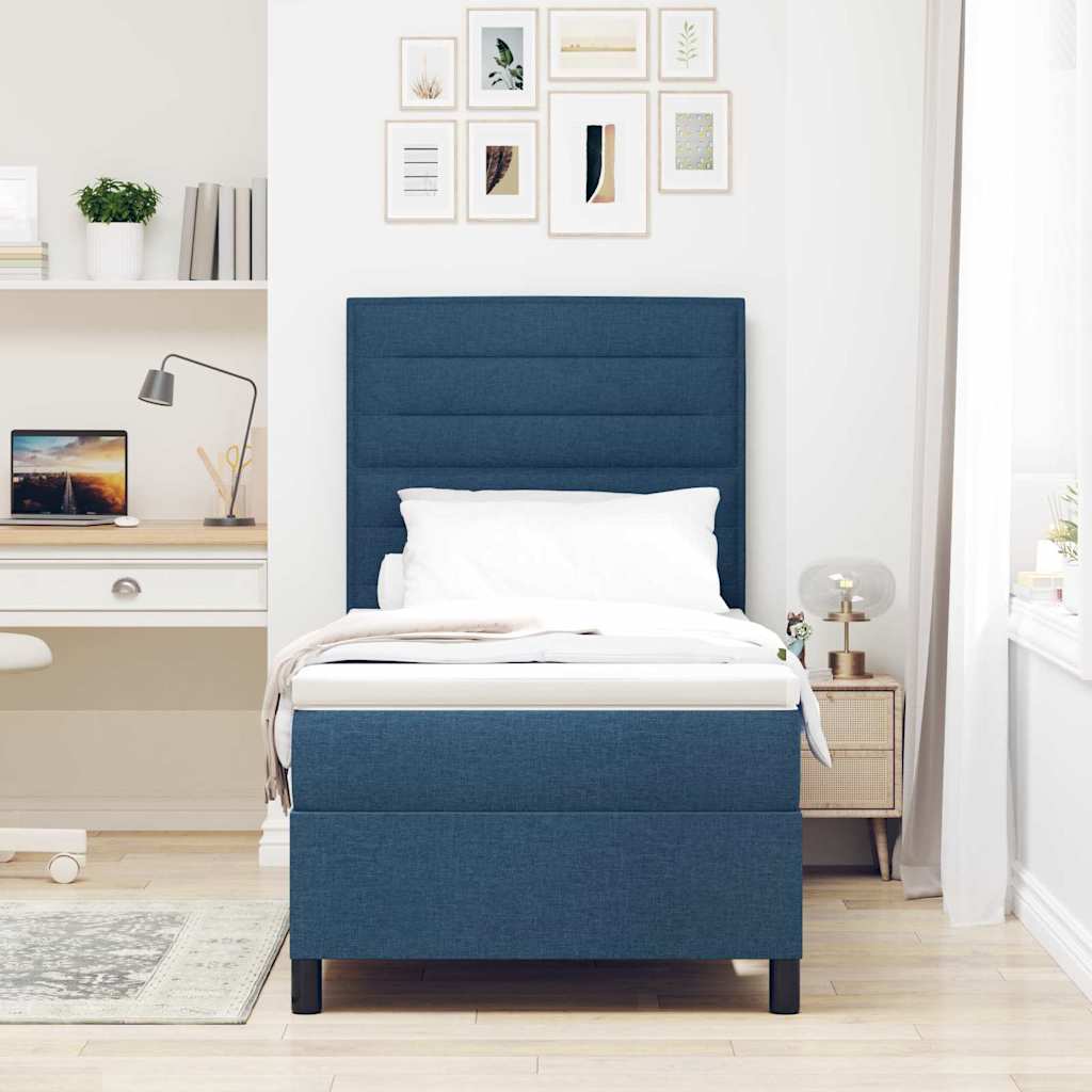 Letto a molle con materasso Blu 90 x 190 cm Tessuto | homemem39