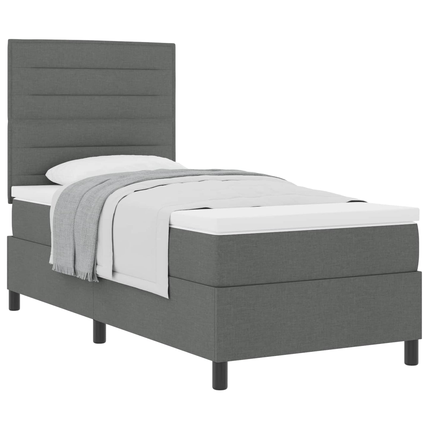 Letto a molle con materasso Grigio scuro 100 x 200 cm Tessuto | homemem39