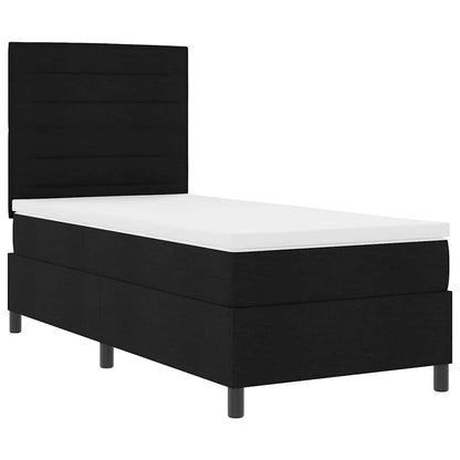 Letto a molle con materasso Nero 100 x 200 cm Tessuto