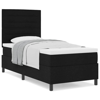 Letto a molle con materasso Nero 100 x 200 cm Tessuto