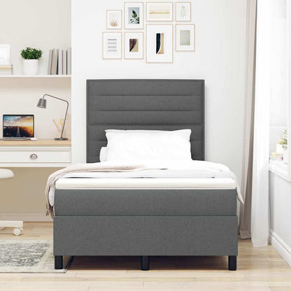 Letto a molle con materasso Grigio scuro 120 x 200 cm Tessuto