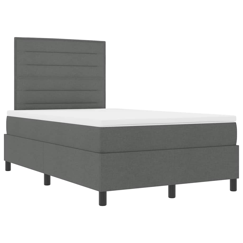 Letto a molle con materasso Grigio scuro 120 x 200 cm Tessuto