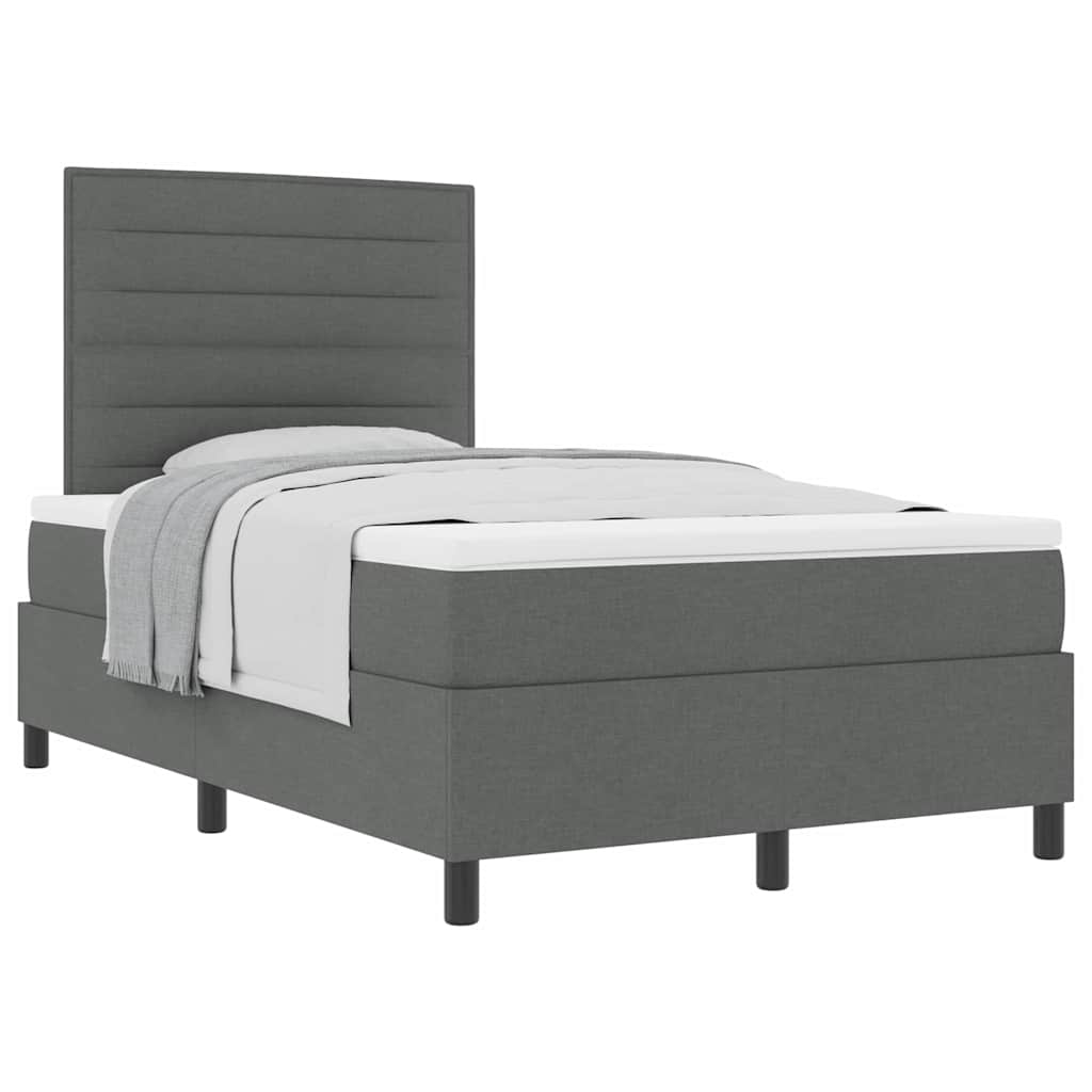 Letto a molle con materasso Grigio scuro 120 x 200 cm Tessuto
