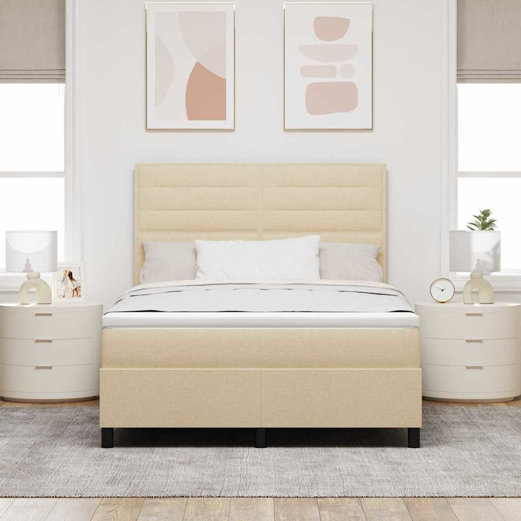 Letto a molle con materasso Crema 140 x 200 cm Tessuto | homemem39