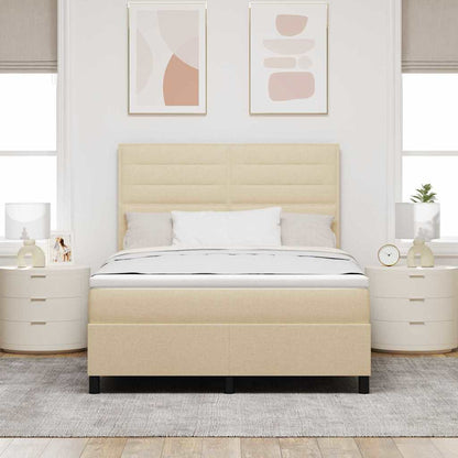 Letto a molle con materasso Crema 140 x 200 cm Tessuto | homemem39