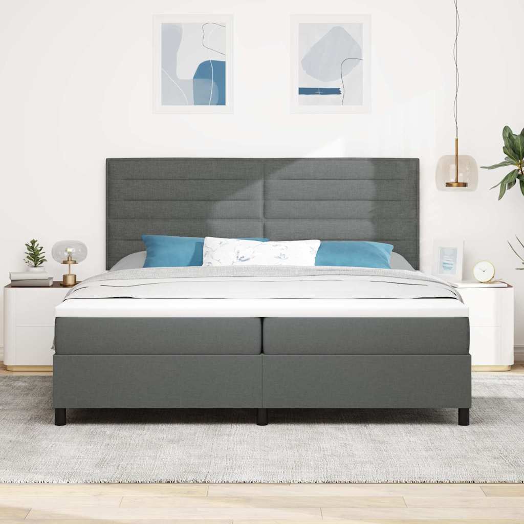 Letto a molle con materasso Grigio scuro 200 x 200 cm Tessuto | homemem39