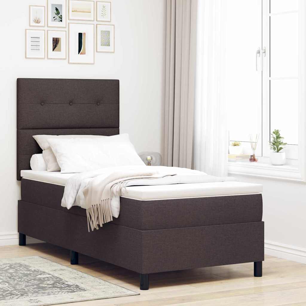 Letto a molle con testiera Marrone Scuro 80 x 200 cm Tessuto | homemem39