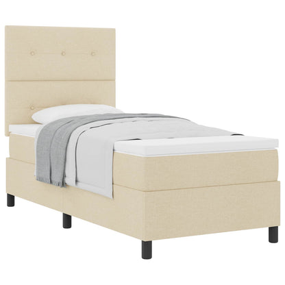 Letto a molle con materasso Crema 90 x 190 cm Tessuto | homemem39