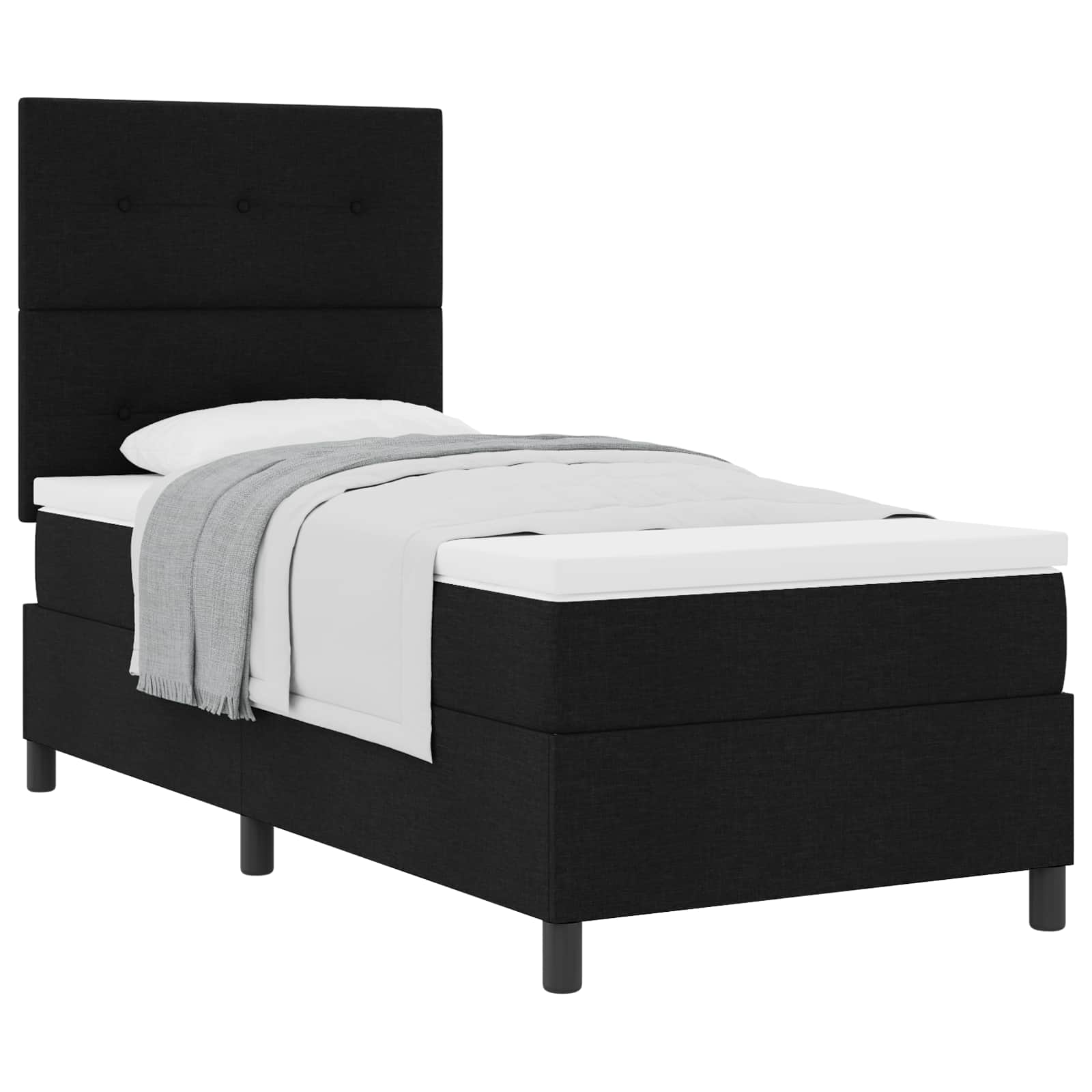Letto a molle con testiera Nero 90 x 200 cm Tessuto | homemem39