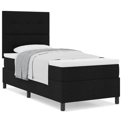 Letto a molle con materasso Nero 100 x 200 cm Tessuto