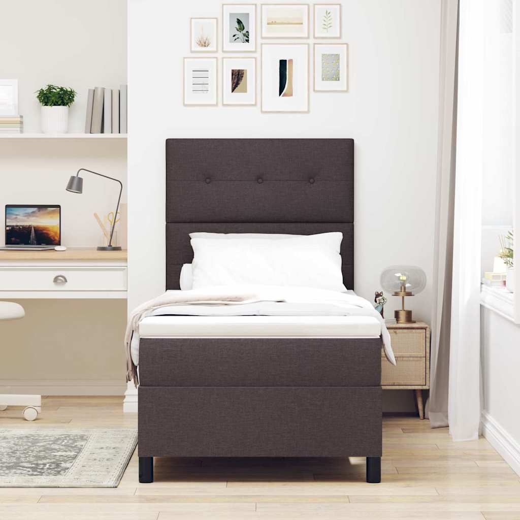 Letto a molle con testiera Marrone Scuro 100 x 200 cm Tessuto | homemem39