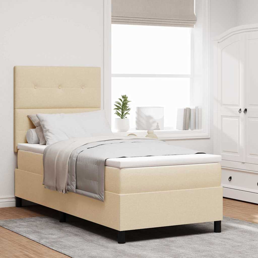Letto a molle con testiera Crema 100 x 200 cm Tessuto | homemem39