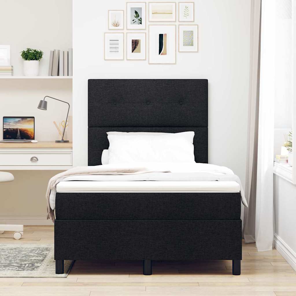 Letto a molle con testiera Nero 120 x 190 cm Tessuto