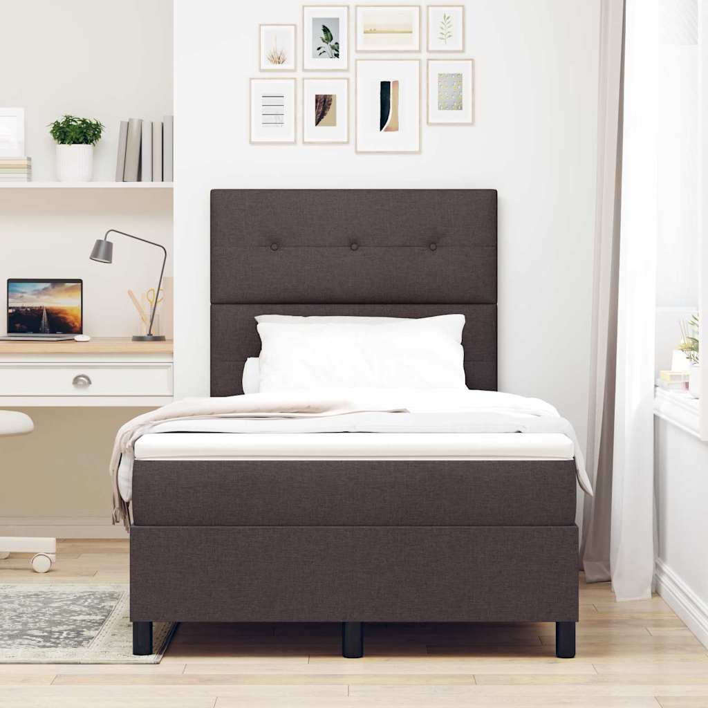 Letto a molle con testiera Marrone Scuro 120 x 200 cm Tessuto