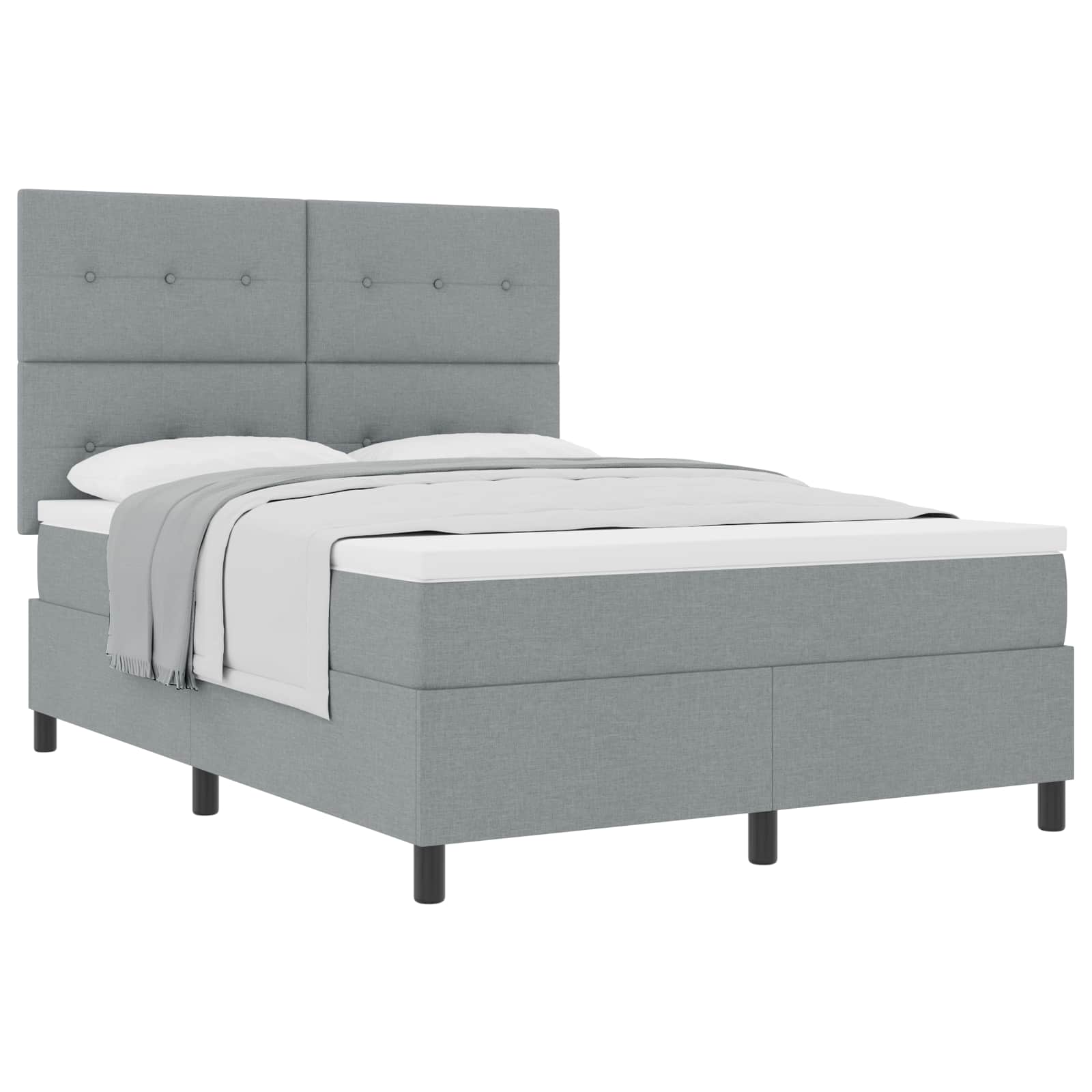 Letto a molle con testiera Grigio chiaro 140 x 190 cm Tessuto | homemem39