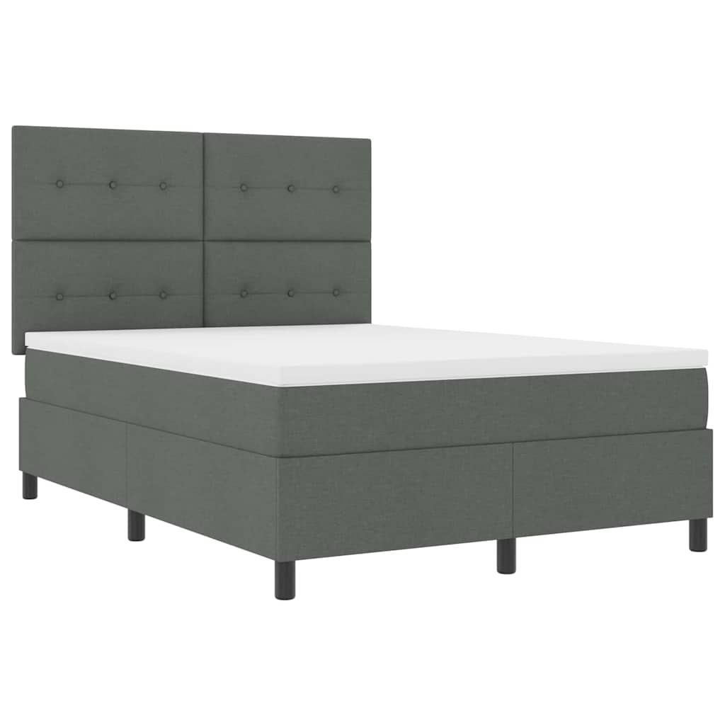 Letto a molle con materasso Grigio scuro 140 x 190 cm Tessuto