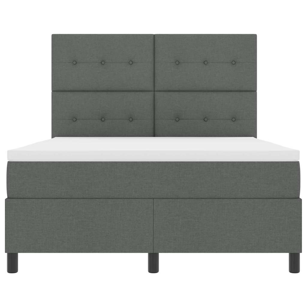 Letto a molle con materasso Grigio scuro 140 x 190 cm Tessuto