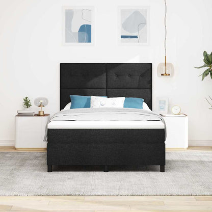 Letto a molle con testiera Nero 140 x 190 cm Tessuto