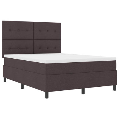 Letto a molle con testiera Marrone Scuro 140 x 190 cm Tessuto