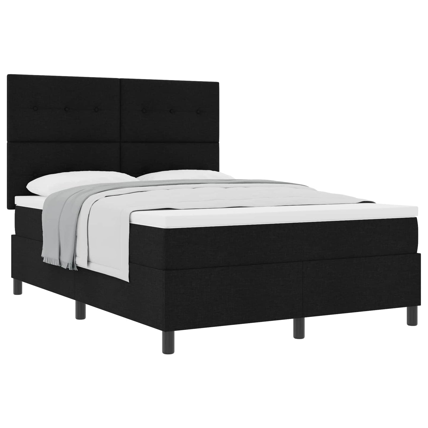 Letto a molle con testiera Nero 160 x 200 cm Tessuto | homemem39