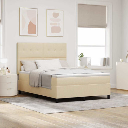 Letto a molle con materasso Crema 160 x 200 cm Tessuto