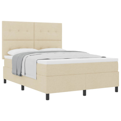 Letto a molle con materasso Crema 160 x 200 cm Tessuto