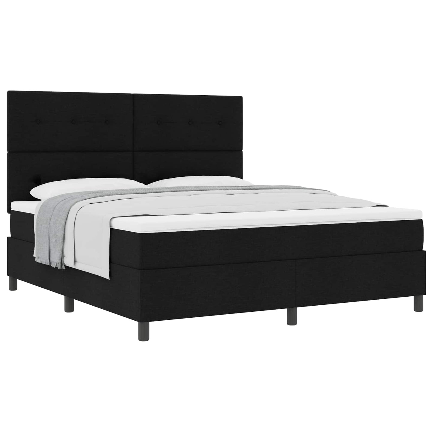 Letto a molle con materasso Nero 180 x 200 cm Tessuto